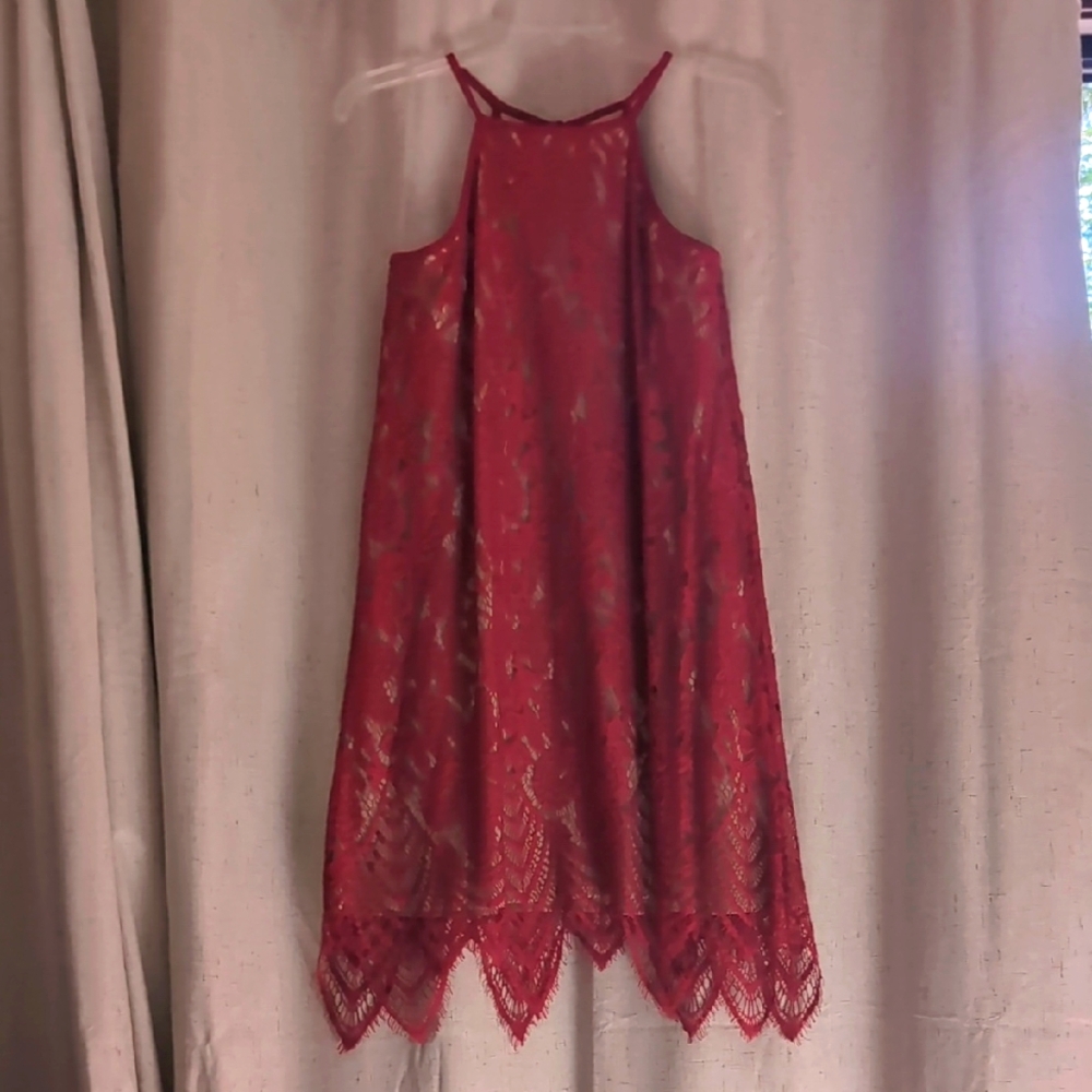 Love Fire Red Lace Cocktail Dress